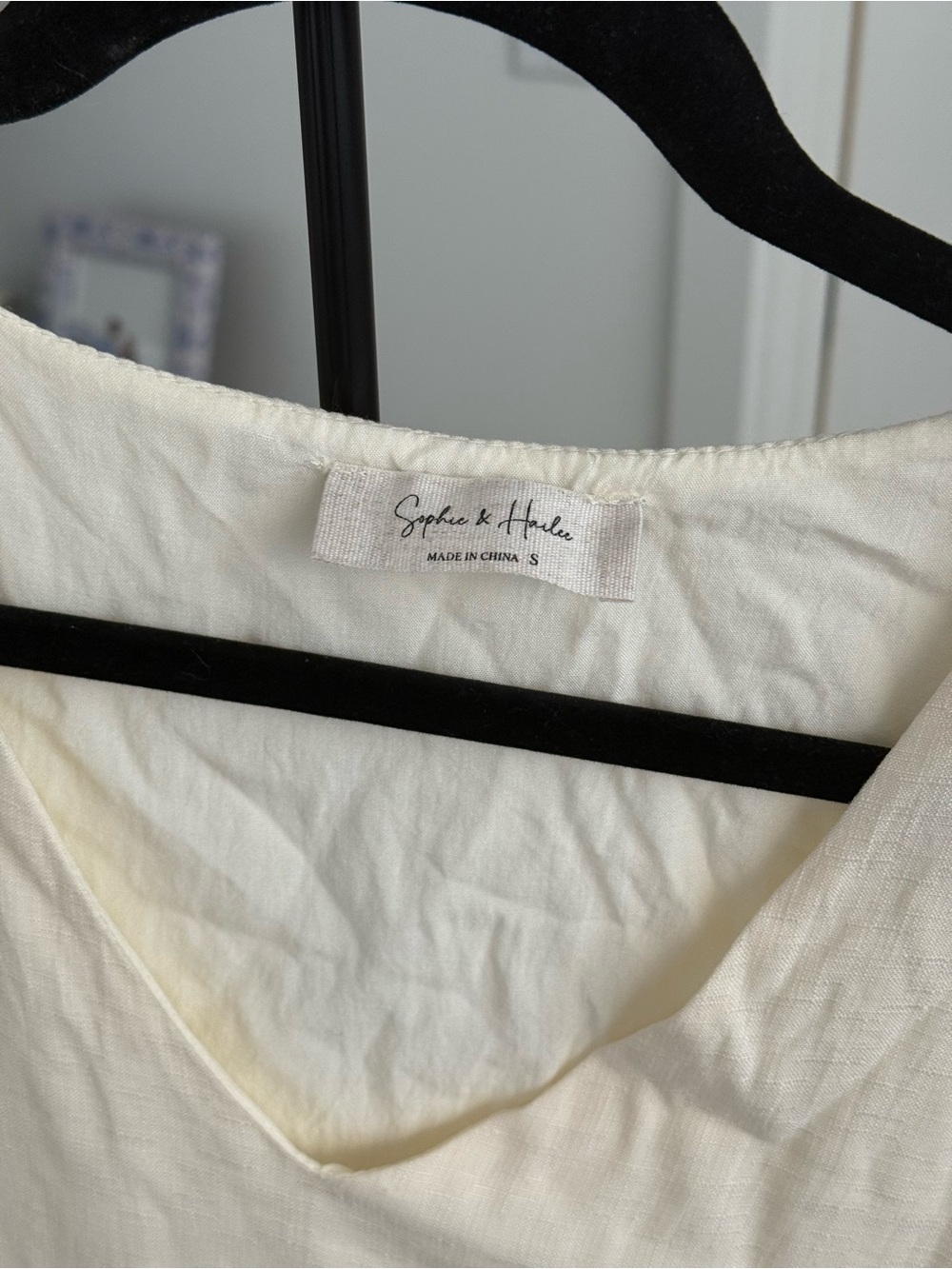 Light Cream Ruffle-Hem Mini Dress - Picture 3 of 4